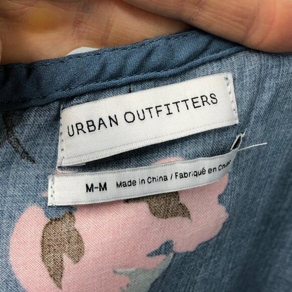 Urban Outfitters Blue Floral Layla Straight-Neck Tie-Back Midi Dress M - Picture 5 of 16